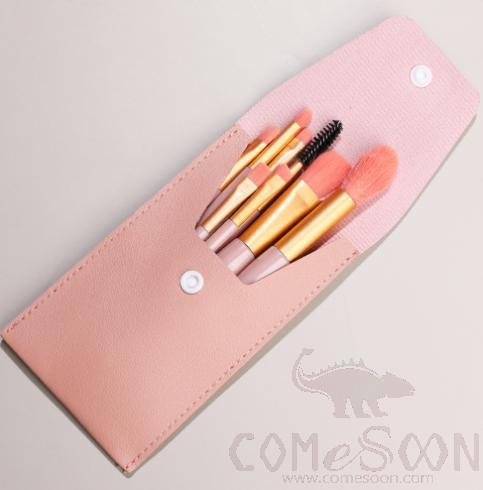 Nylon Cosmetic Brush Set of 8+ Storage Bag, Pink, 14cm