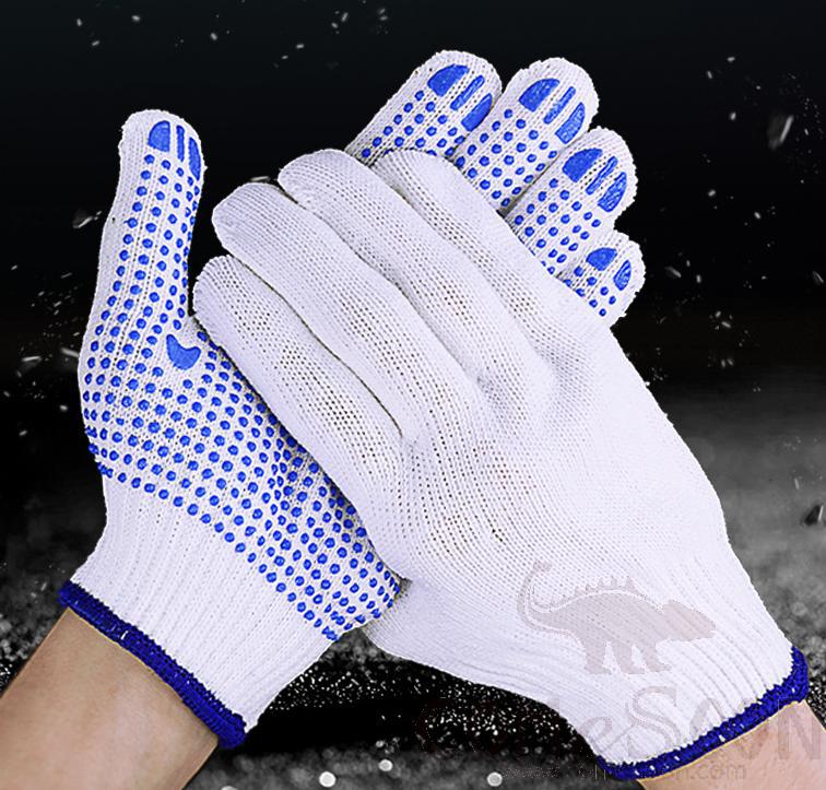 Industrial Dispensing Gloves, Cotton Lampshade+ PVC Dispensing, Even Size