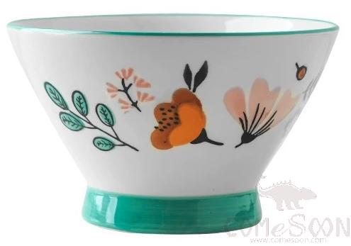 5" Tall Bowl-Pink Cherry Season (Green)
