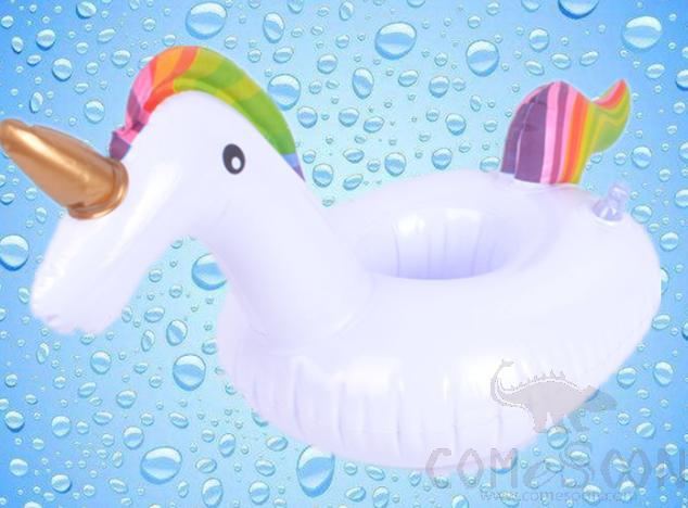Inflatable Floating Beverage Cup Holder, Unicorn