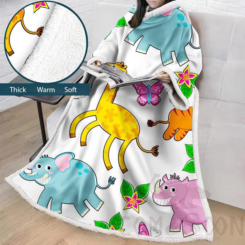 Cartoon Blanket with Sleeves, Crystal Velvet, 127*178 cm