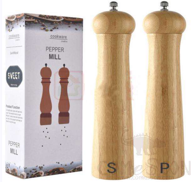 Bamboo 8" Pepper Mill Set 2 Pcs