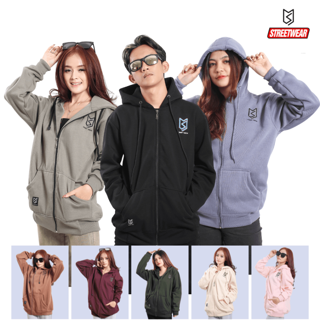 Hoodie zipper MS StreetWear Premium High Quality Logo Bordir