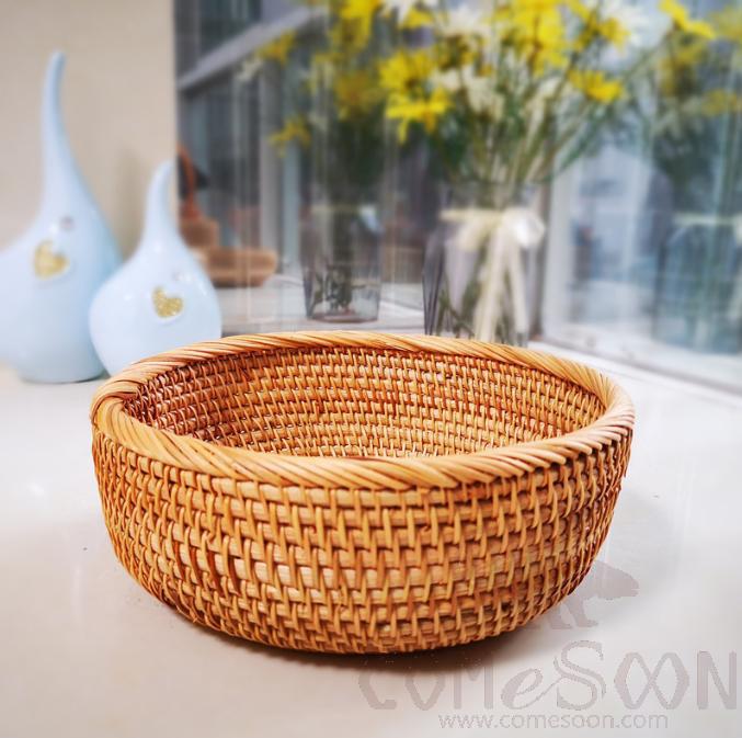 Cane Woven Storage Basket, D23*H8cm