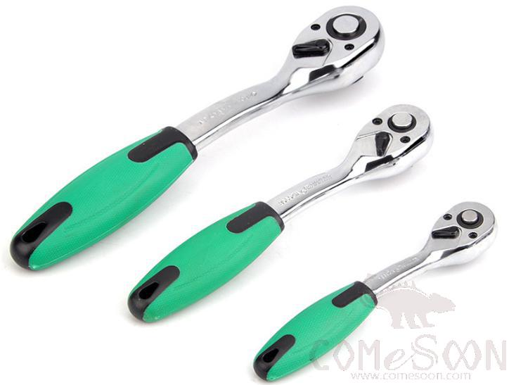 Quick Release Reversible Socket Ratchet Wrench 1/4", Chrome Vanadium Steel+ PP & Tpr Plastic Handle product image