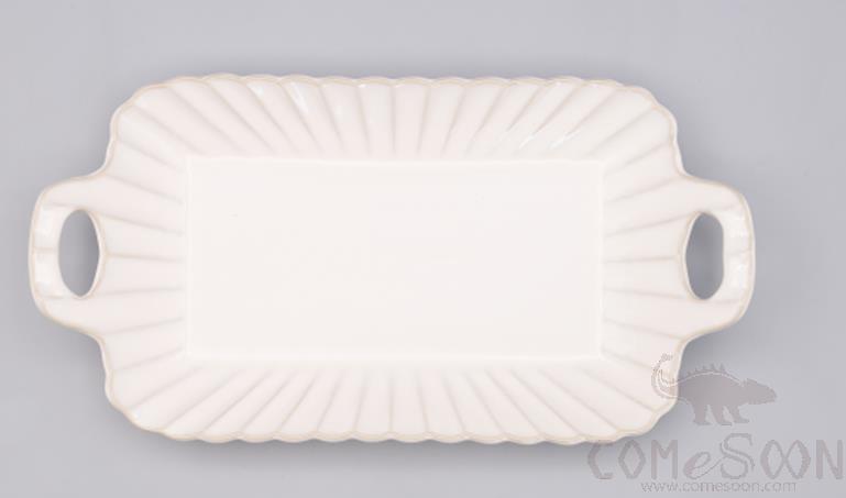 Chrysanthemum Double Eared Horizontal Rectangular Plate, Blue, 12" product image