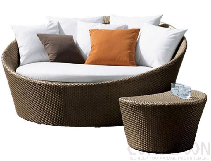 Outdoor Rattan Bed-160cm, High Density Sponge, Φ160*75cm product image