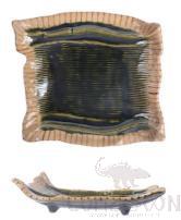Weave Ten Grasses Bent Edge Square Plate, 17.8*18*2.7cm