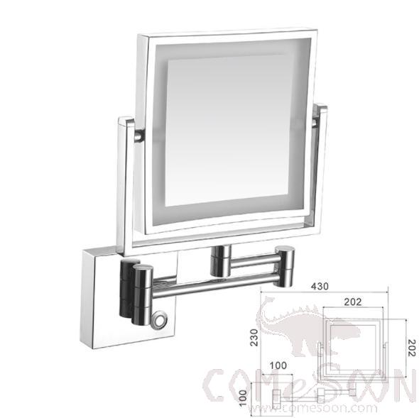 Led Makeup Mirror-Plug / Double-Sided Mirror - Silver - 8 inch (20cm) Single - Copper+ SUS304