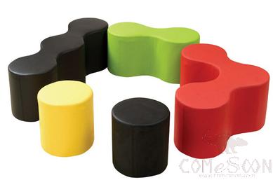 Rounded Colour Poufs, 5 in One