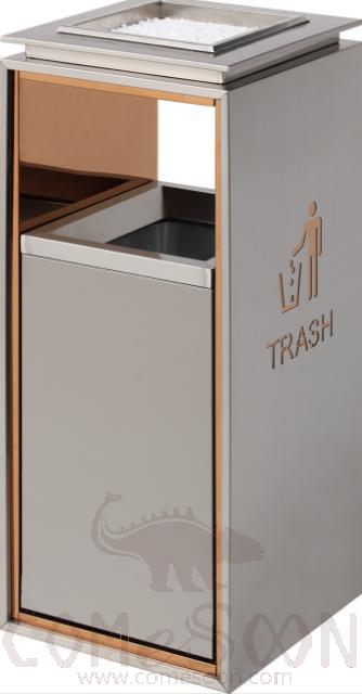 Ashtray Single Bucket Trash Can, 201, Shagang Silver, 330*330*770mm, Dustbins