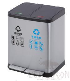 2*15lclassified Dustbin, Ss201+ Plastic, L405 * W385 * H490mm
