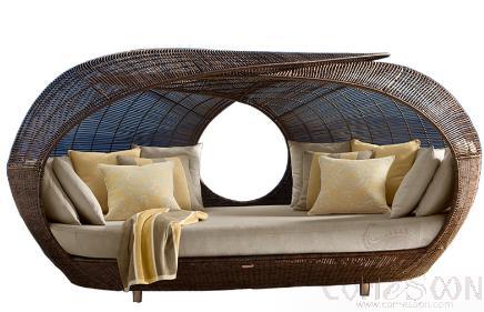 Rattan Bed, Iron, 220*180*200cm
