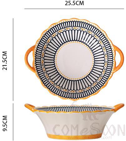 Round Bowl with Ears, L25.5*W21.5*H9.5 cm