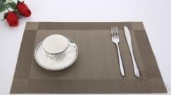 Hot Pressed Edge PVC Placemat, Brown Single Frame with Four Corners