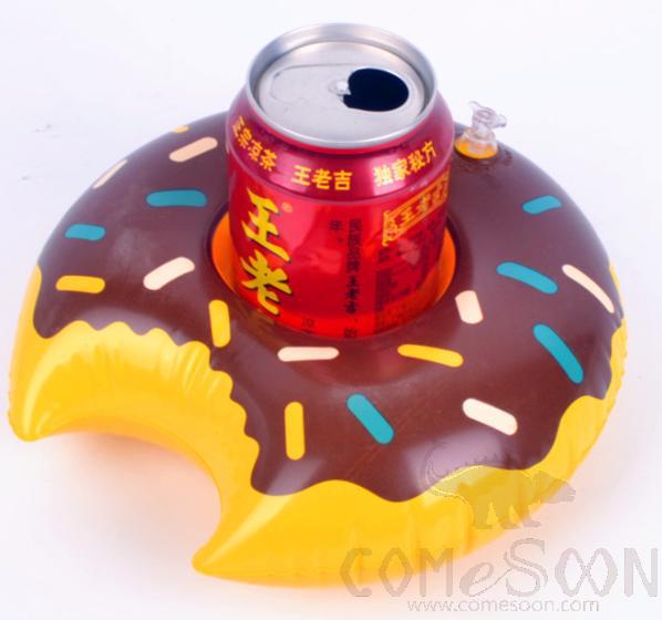 Inflatable Floating Beverage Cup Holder, Chocolate Doughnuts