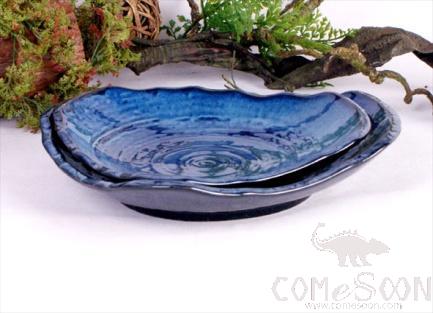 Blue Glaze 12" Water Pattern Cutout Plate