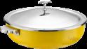 European Style Slanting 3-Ply Steel Yellow Warming Pot (Stainless Steel Lid)+ Stainless Steel Liner, 201/430 Ss+ Aluminum+ 304 Ss, Φ320×h90mm