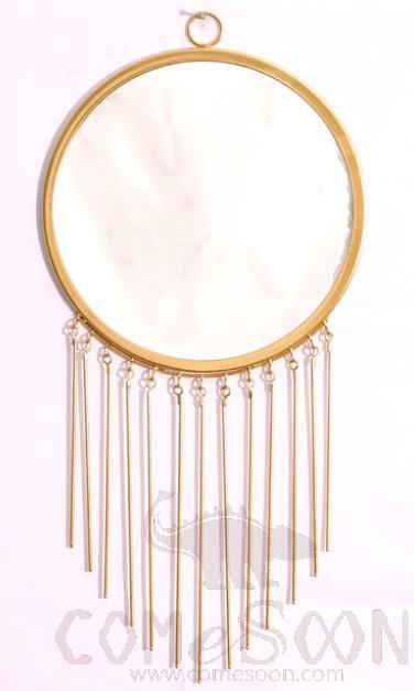 Decorative Wall Mirror - Round Mirror and Bell - Height 50cm - Mirror Diameter 23cm