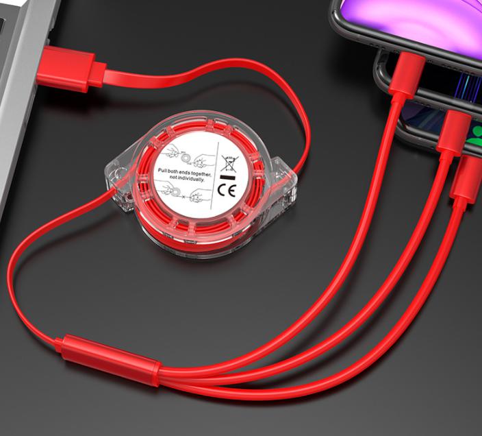 3 in 1 Charging Cable, 1.1m, Red