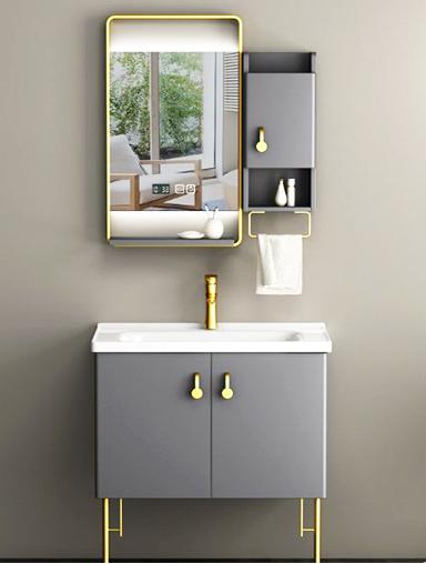 Bathroom Cabinet - Solid Wood+ High Definition Float Silver Mirror+ Artificial Stone Table, 810 * 500 *820mm