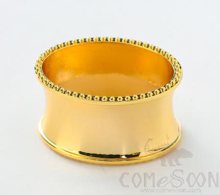 Napkin Ring, Gold Egg-Shaped Beaded, Zinc Alloy