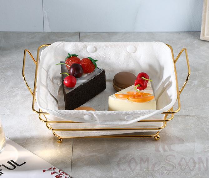 Square Bread Basket, 26.5*23*10cm, Iron Art