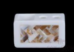 W1-White Bright Woven Flower Shell Double-Sided Toothbrush Holder, Resin+ Shell, 119*58* 70 mm product image