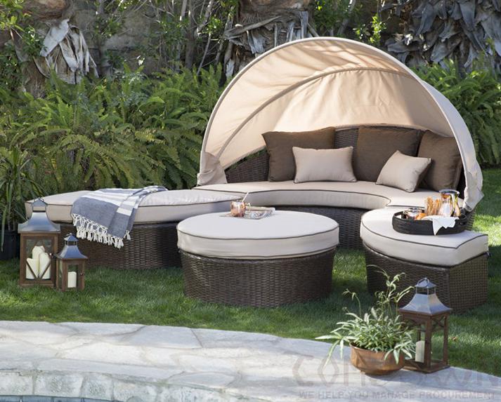 Outdoor Combination Bed-Φ240cm, High-Density Sponge, Φ240cm