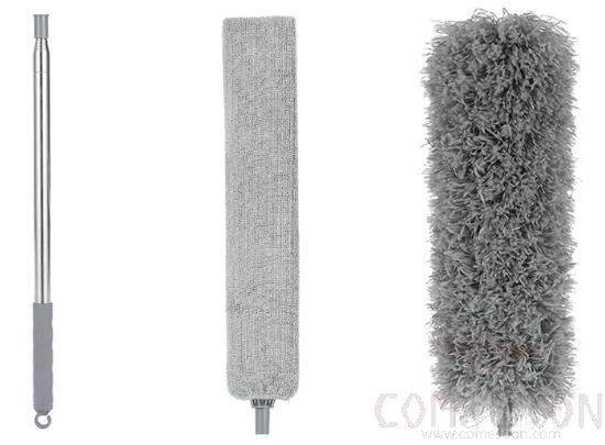 Dust Removal Package, W/ Long Telescopic Rod and Bed Brush and Gray Microfiber Head