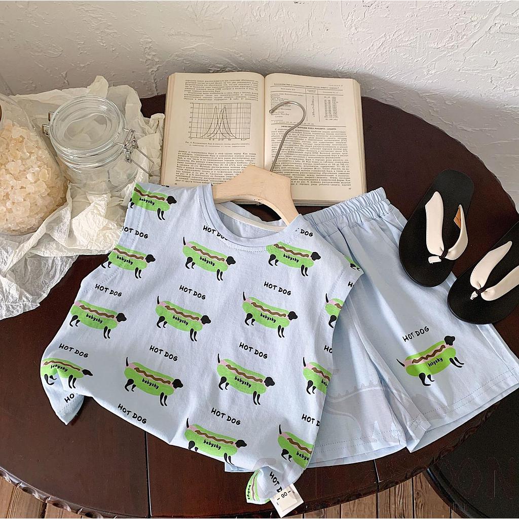 Vest and Shorts Two-Piece Set, Bule, L37*W34cm