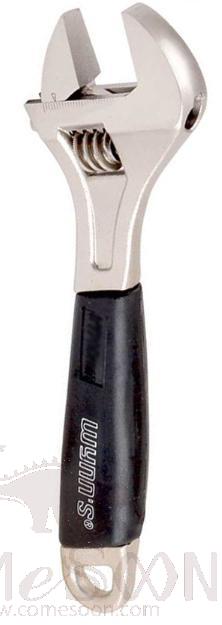 Rubberized Adjustable Wrench 15", High Carbon Steel+ Plastic Handle