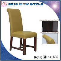 Pu Rubber Wood Fashion Simple Dining Chair Yellow Dining Room Furniture Black Leather Hotel Home Dining Chair High-End Dining Chair