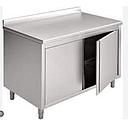 Ss Cabinet with 3 Shelves and Splashback, 420*700*910+ 80mm, with Lock
