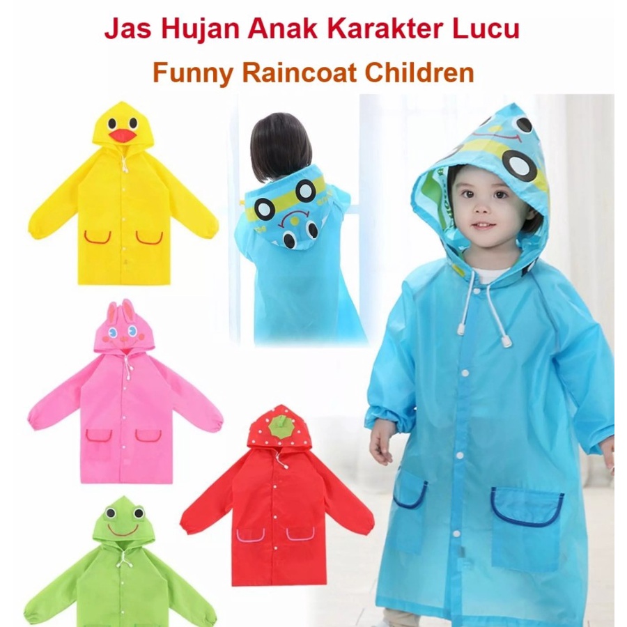 Jas hujan Anak Balita funny Raincoat Jubah Lengan EVA 2 3 4 5 Tahun