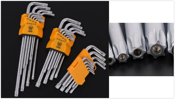 Extra Long Arm Torx Hex Key Set 9pcs
