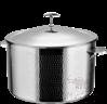 Triple Steel Hammer Stamped Warm Stock Pot with Stainless Steel Lid, 201/430 Ss+ Aluminum+ 304 Ss, Φ320×h250mm