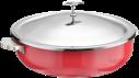 European Style Slanting 3-Ply Steel Red Warming Pot (Stainless Steel Lid)+ Stainless Steel Liner, 201/430 Ss+ Aluminum+ 304 Ss, Φ320×h90mm