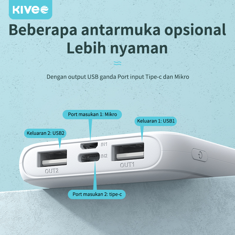 kivee Powerbank 10000mAh + Fast Charge 2.4A Real Capacity