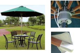 Outdoor umbrella, D2.7 m, 330G polyester fabric, no hem, cowhide corners