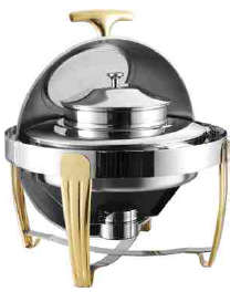 720 Series-Round Soup Station W/golden Feet&glass Lid