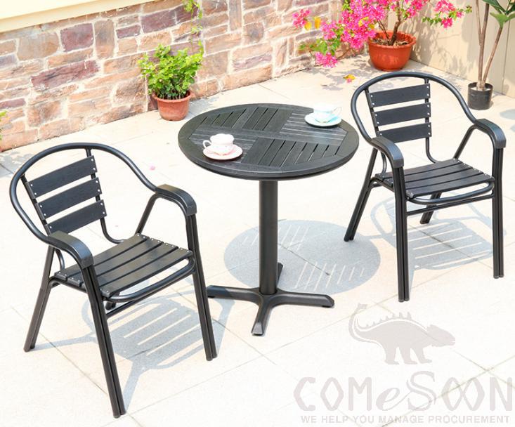 Outdoor Plastic Wood Table and Chair-Table Size: Φ70*75cm product image