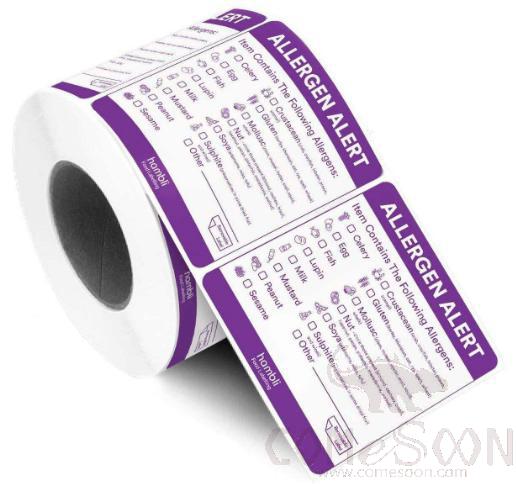 Food Allergen Warning Label Sticker, 5*5cm