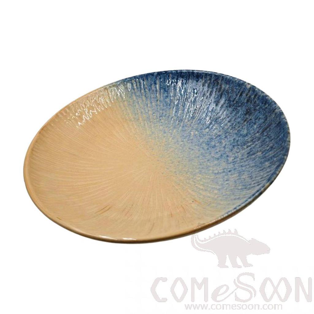 Blue Flame 9" Diagonal Pattern Shallow Plate