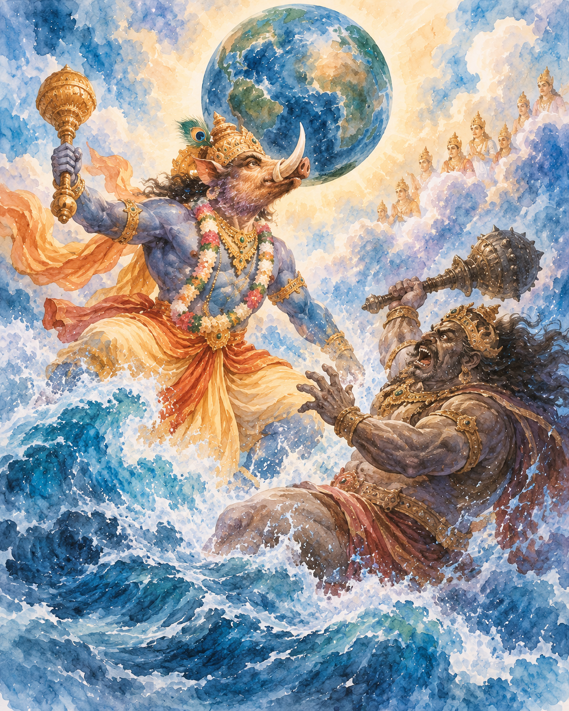 Bhagwan Varah defeating Hiranyaksha