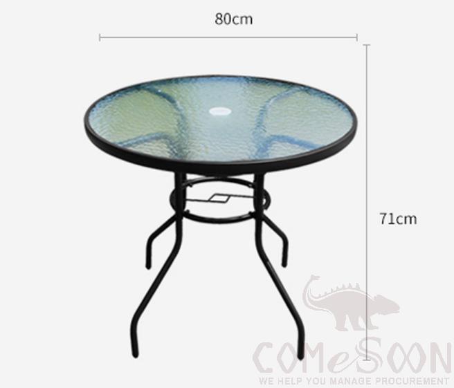 Outdoor Table-Φ80cm, Aluminum Alloy+ Glass, Φ80*71cm
