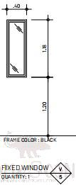 Aluminum Fixed Window, Black, 400*1180mm