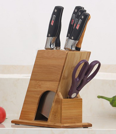 Wooden Kitchen Knife Block (No Knife)