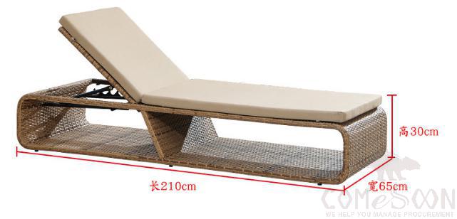 Outdoor Recliner-210cm, High Resilience Sponge, 210*65*30cm