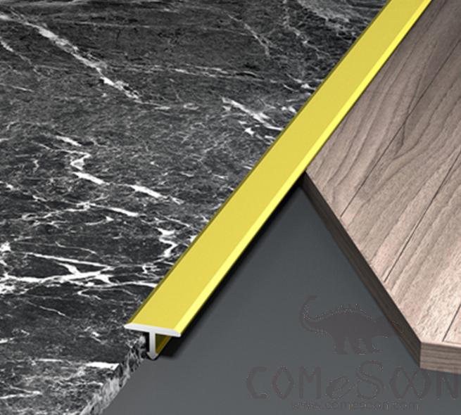 Aluminum T-Shaped Decorative Strip, 27mm, Frosted Yellow Titanium
